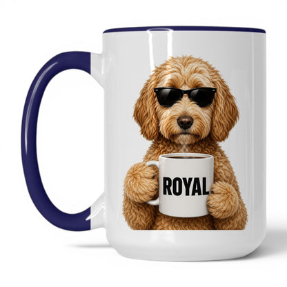 Goldendoodle Royal coffee mug — 15oz White Midnight Blue