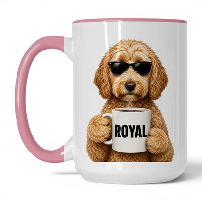 Goldendoodle Royal coffee mug — 15oz White Pink