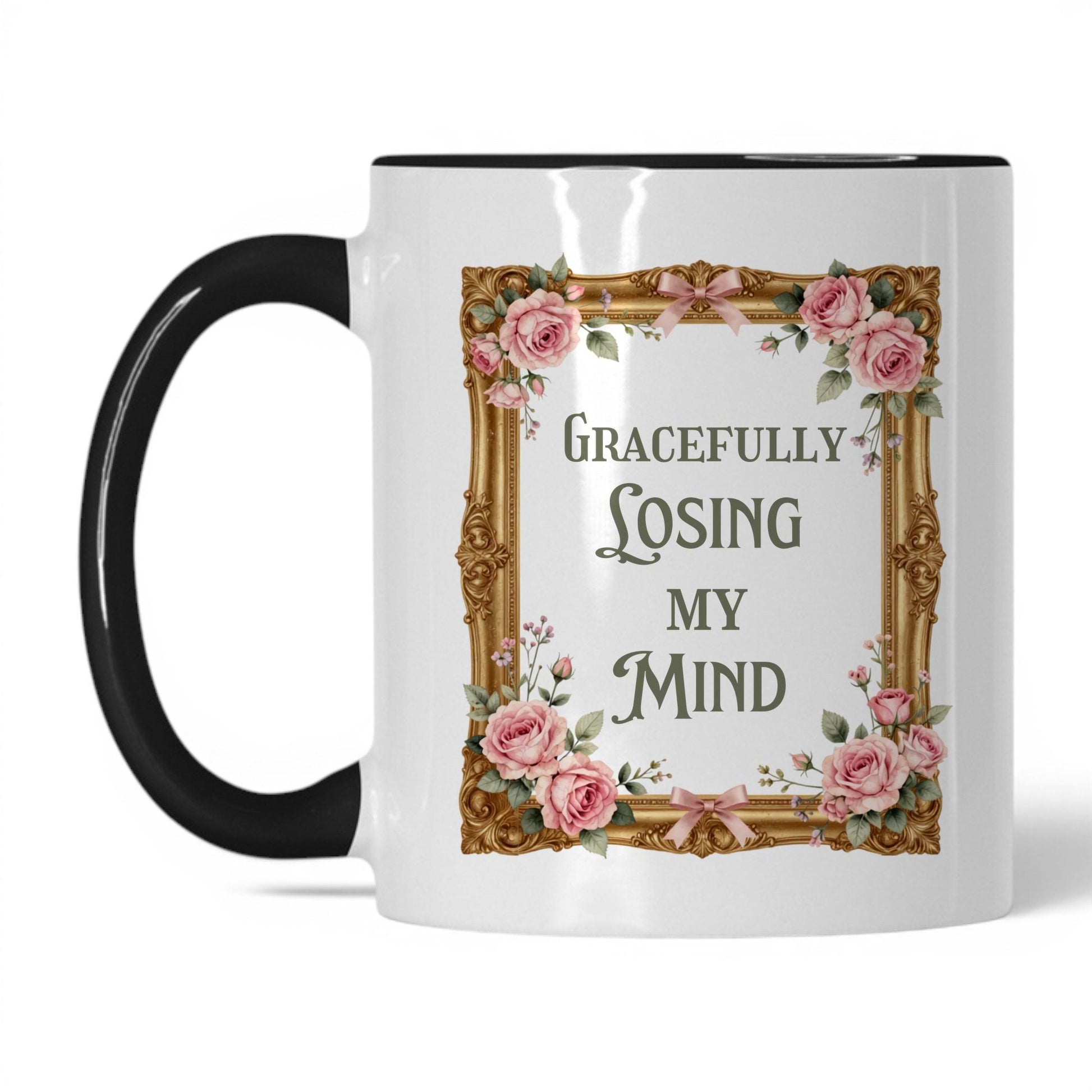 Gracefully Losing My Mind 11oz white black accent mug