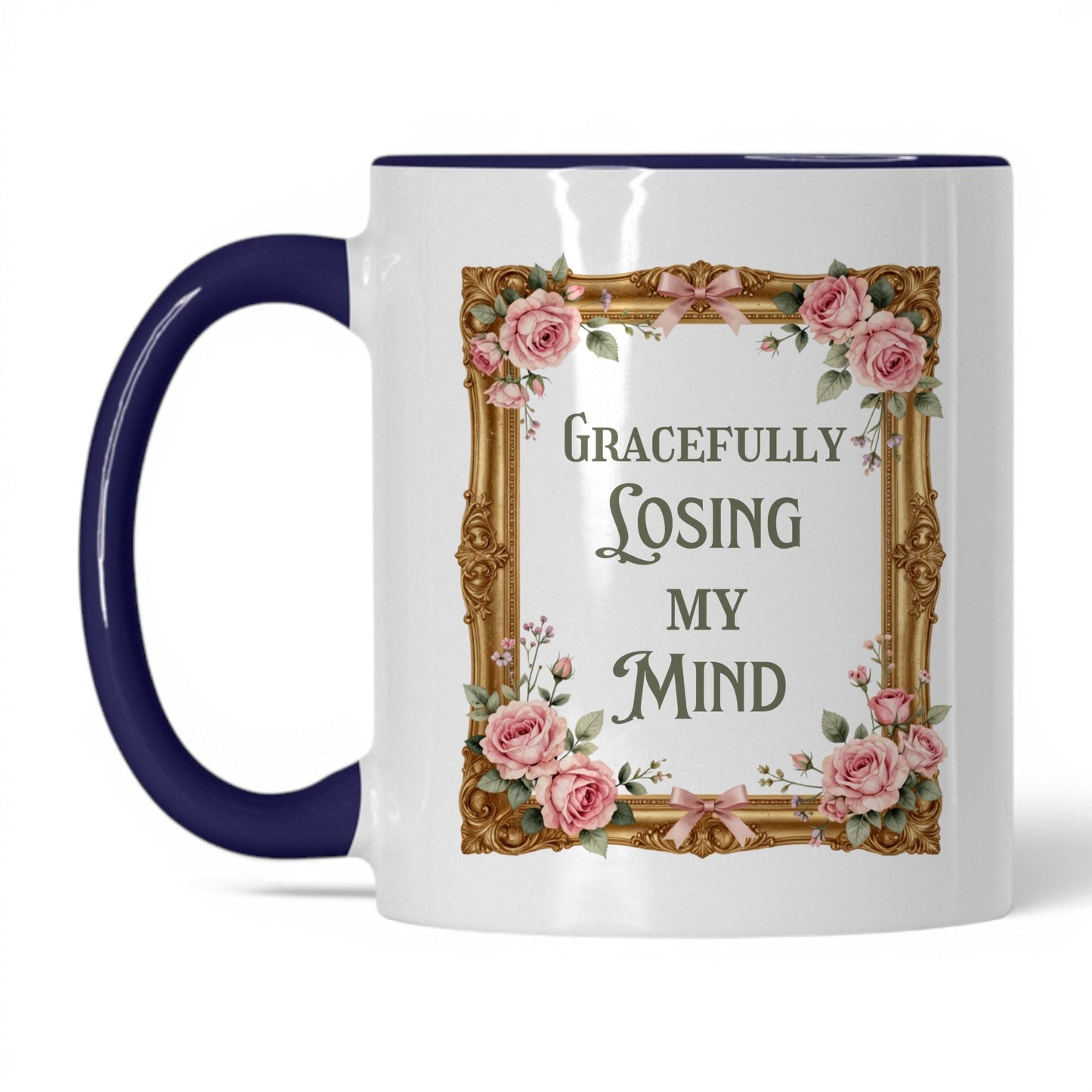 Gracefully Losing My Mind 11oz white midnight blue accent mug