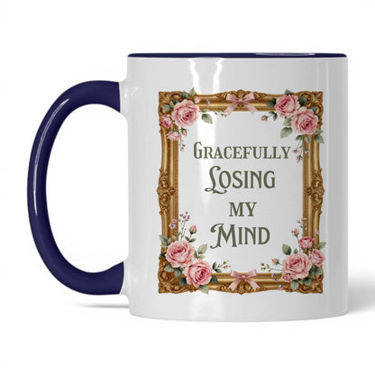 Gracefully Losing My Mind 11oz white midnight blue accent mug