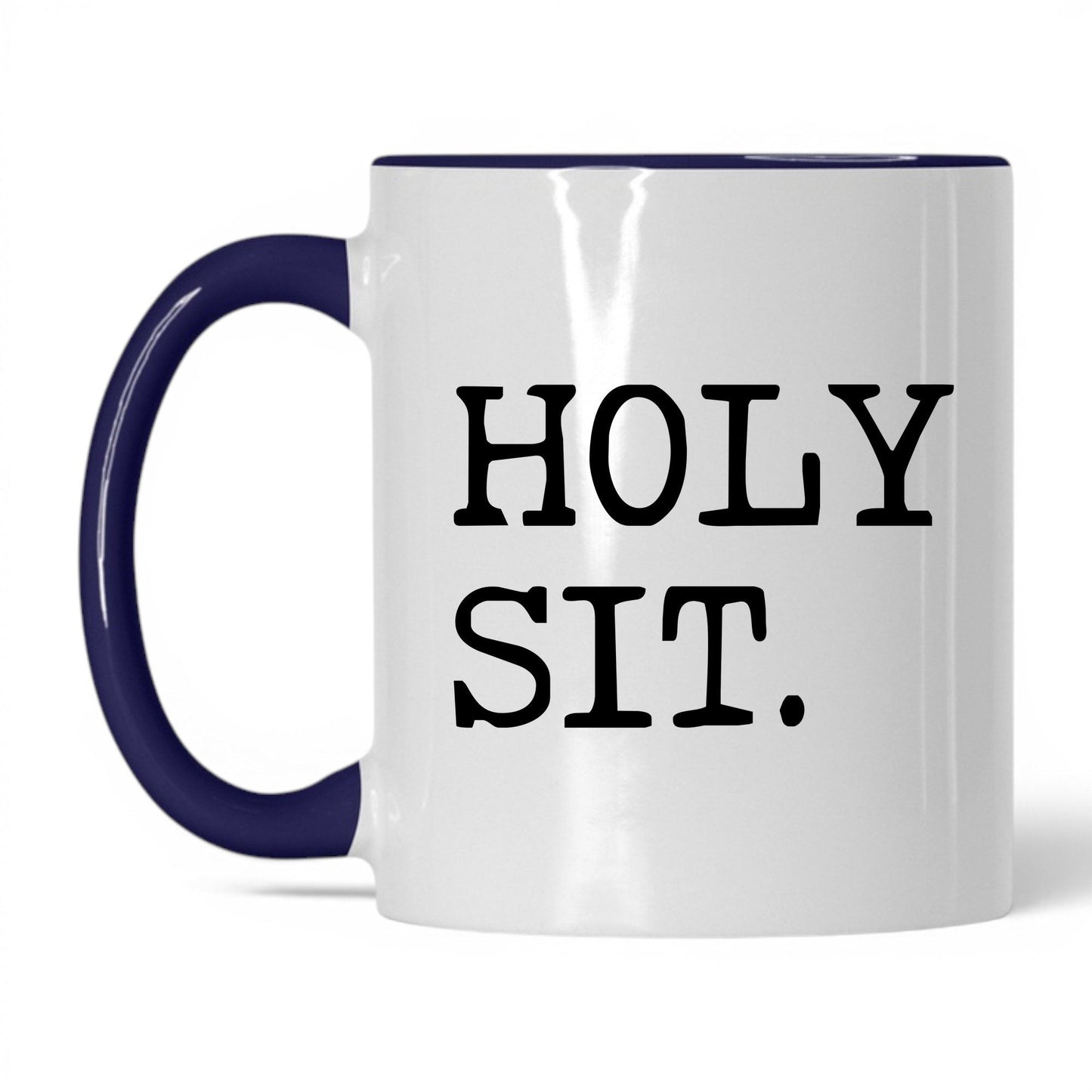 Holy Sit 11oz white and midnight blue coffee mug