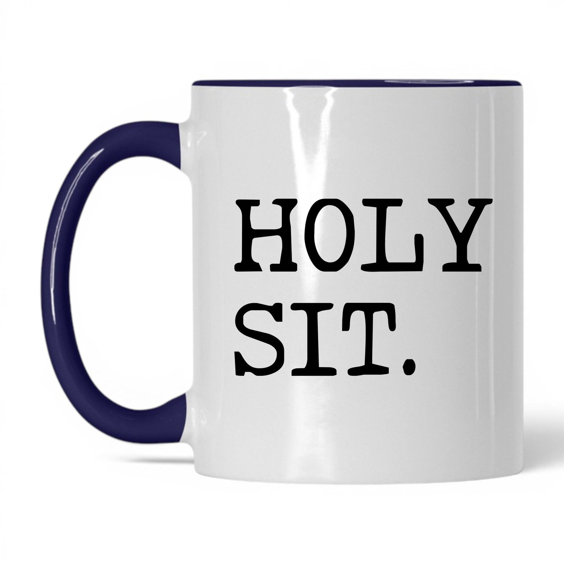 Holy Sit 11oz white and midnight blue coffee mug