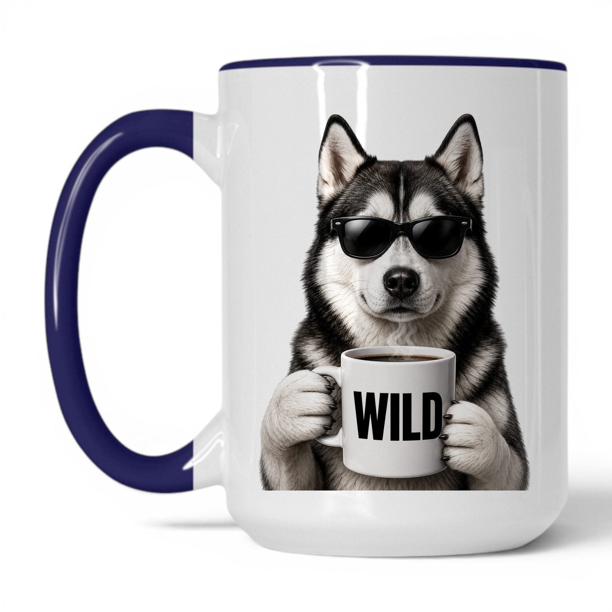Husky Wild coffee mug — 15oz White Midnight Blue