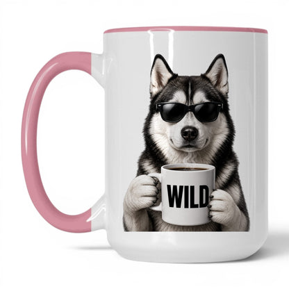Husky Wild coffee mug — 15oz White Pink