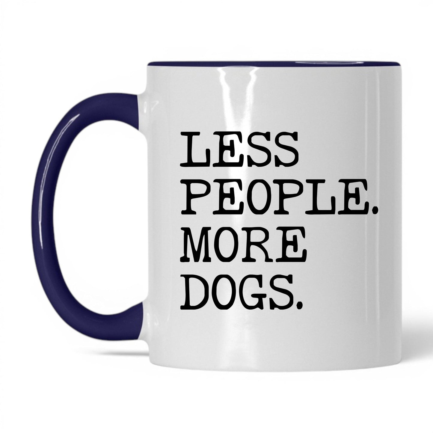 Less People More Dogs 11oz white and midnight blue coffee mug