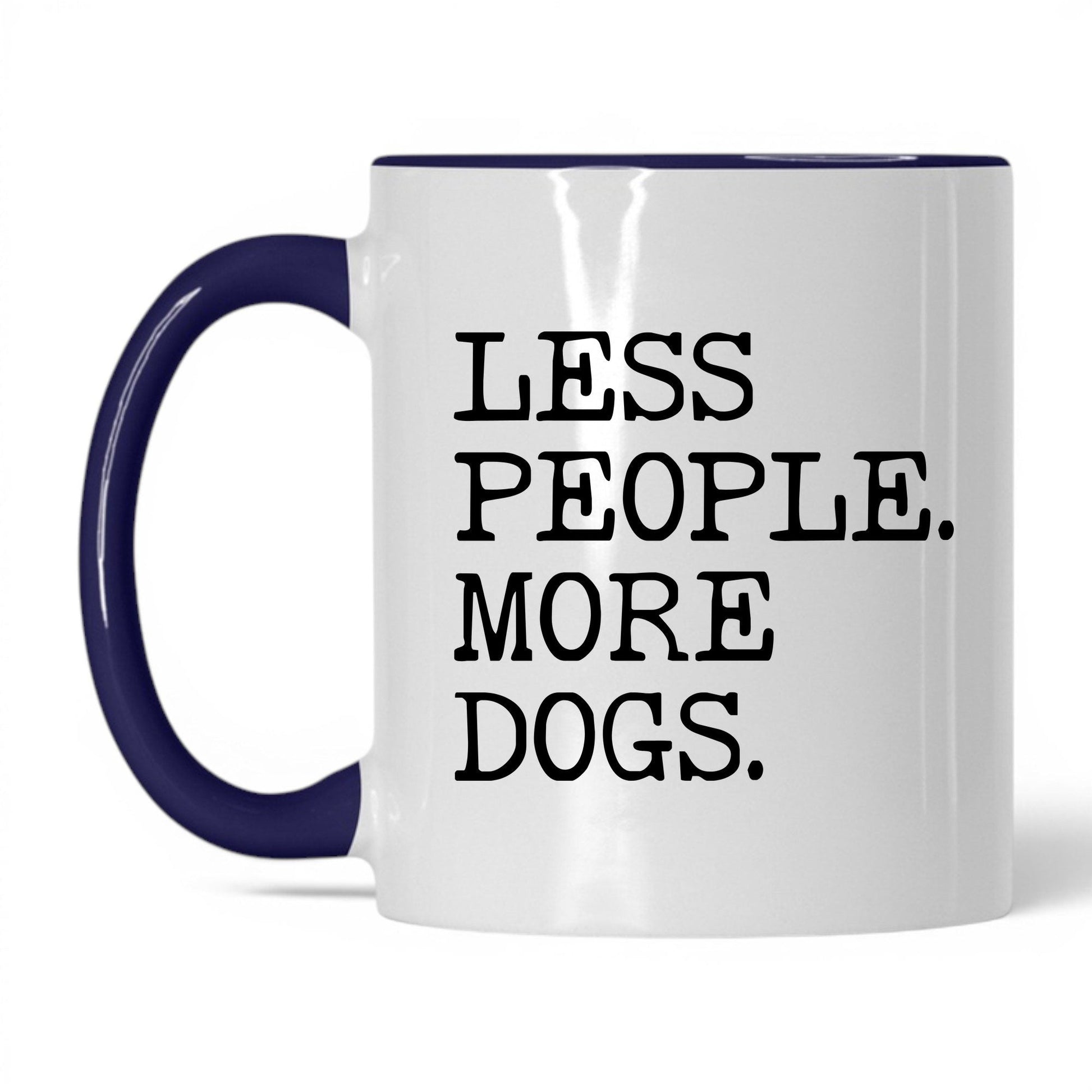 Less People More Dogs 11oz white and midnight blue coffee mug