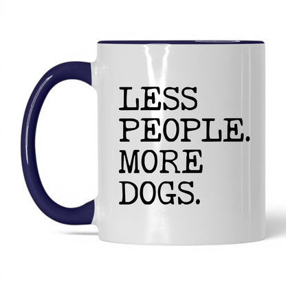 Less People More Dogs 11oz white and midnight blue coffee mug