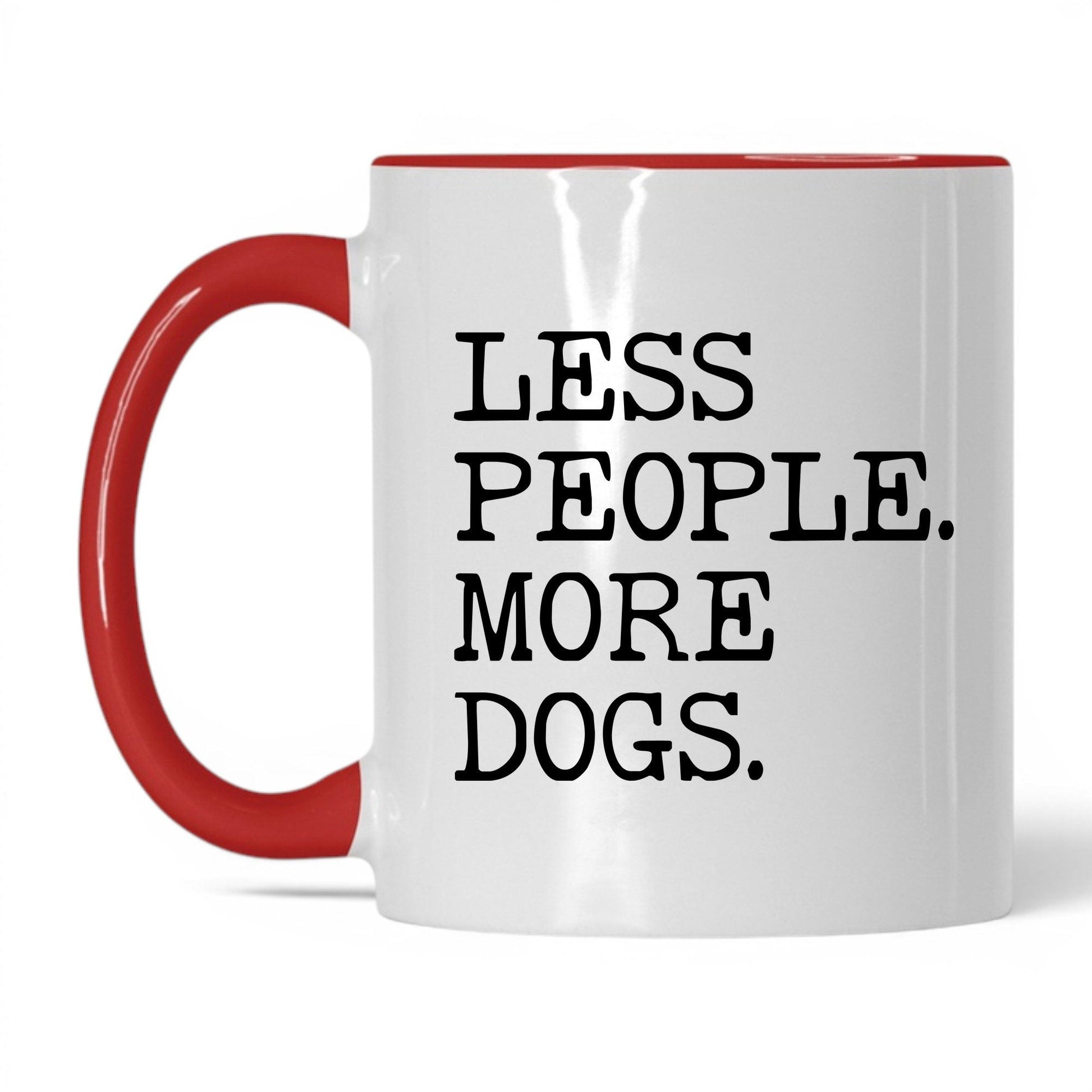 Less People More Dogs 11oz white and red coffee mug