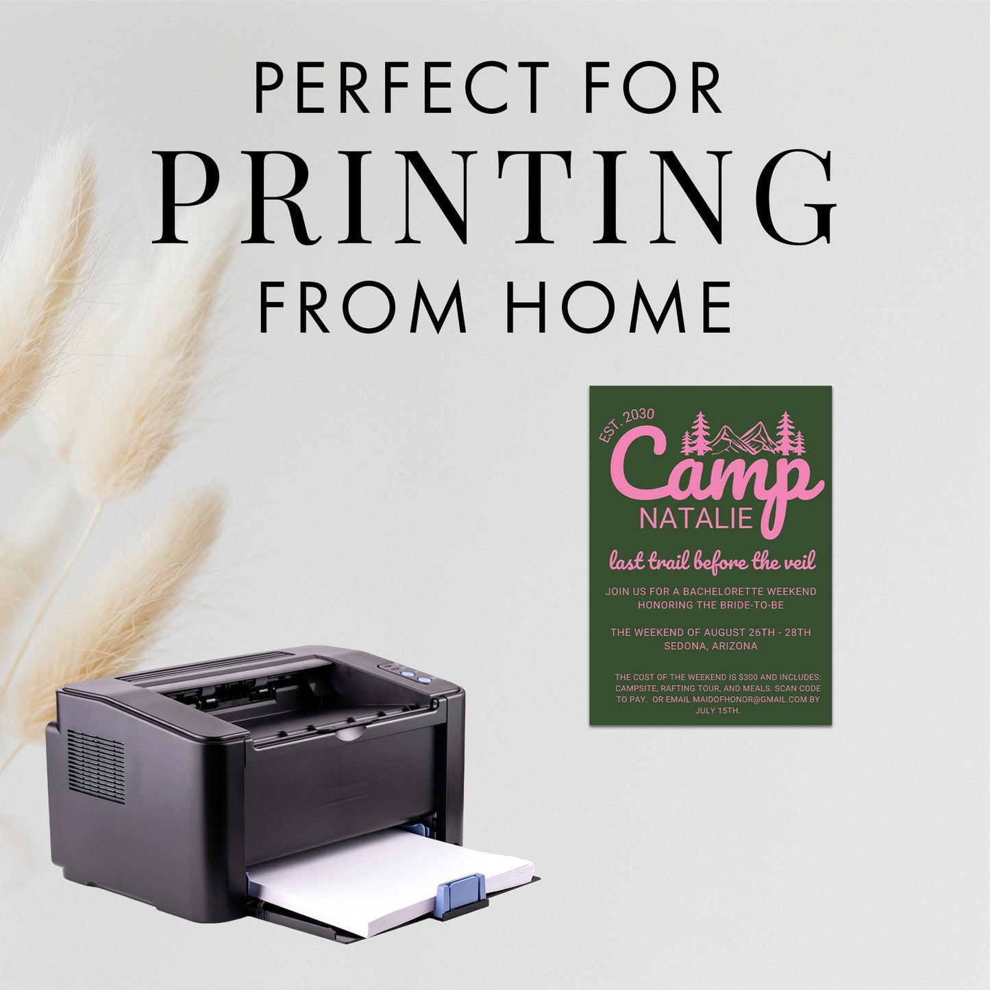 Editable Pink Camp Bachelorette Invitation Canva Template