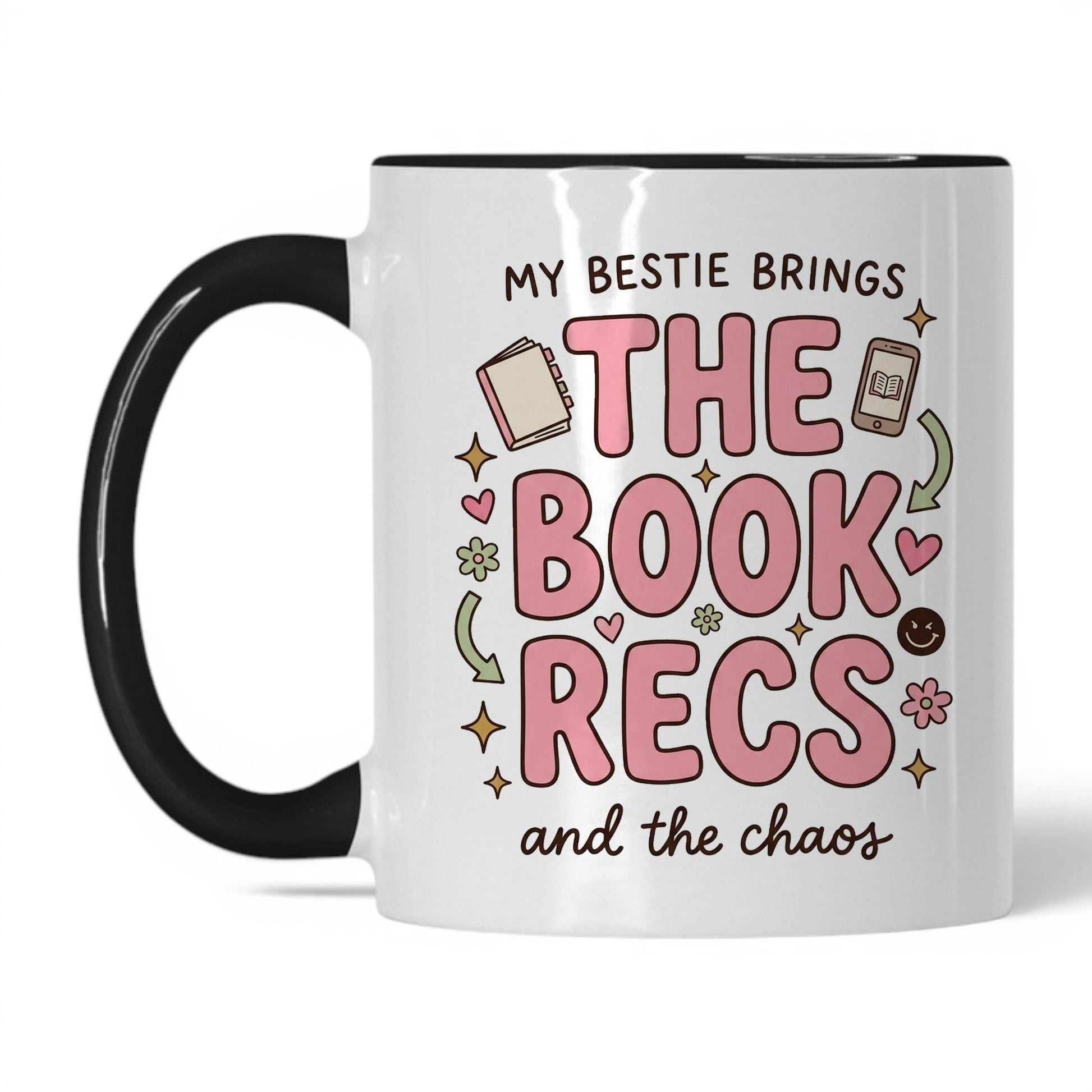 My Bestie Brings the Book Recs doodle 11oz White Black coffee mug