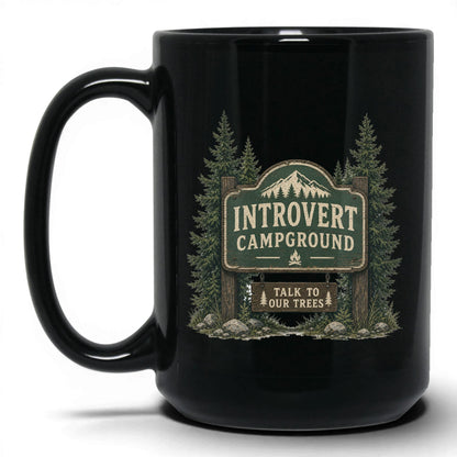 Introvert Campground Coffee Mug – 15oz Black Mug