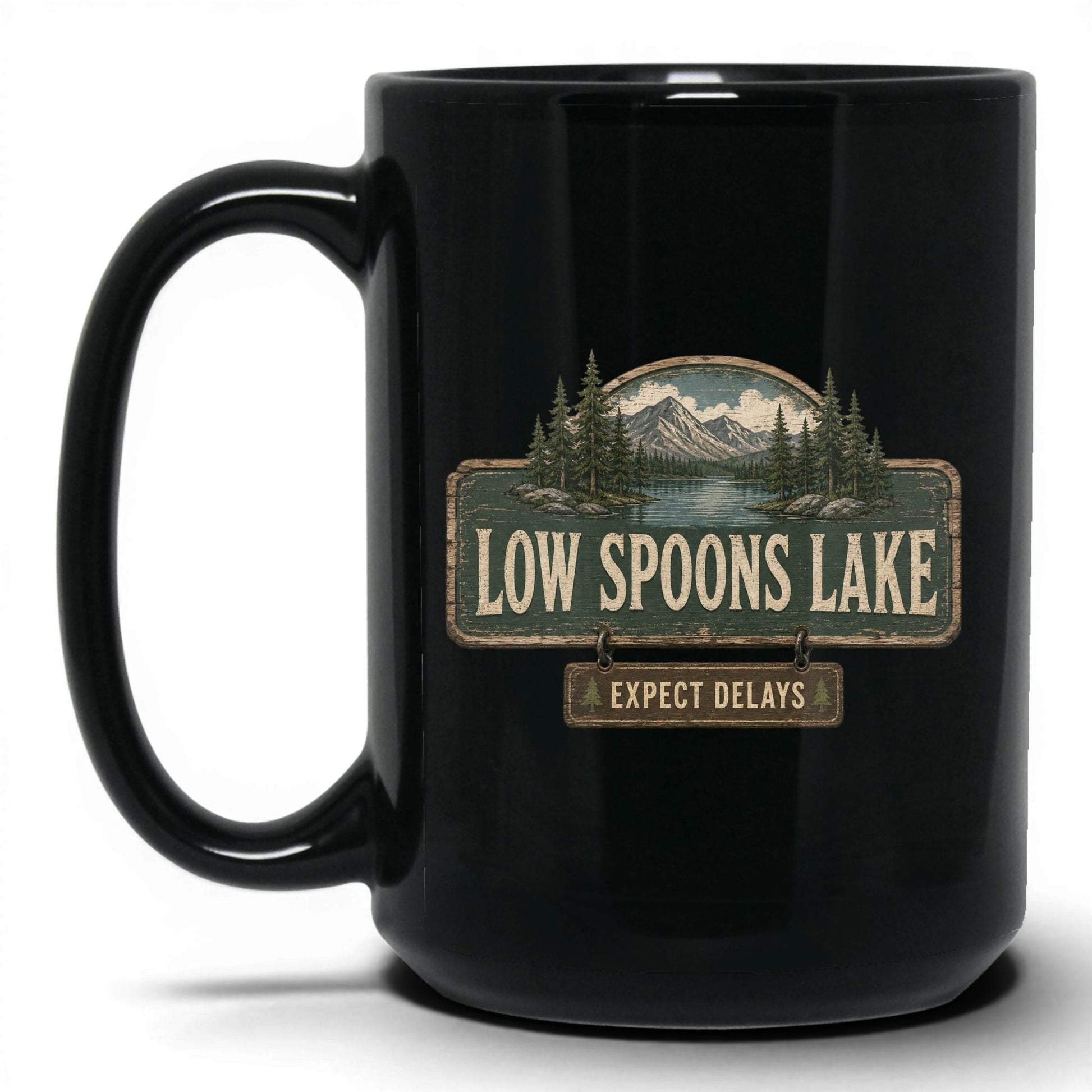 Low Spoons Lake Coffee Mug – 15oz Black Mug