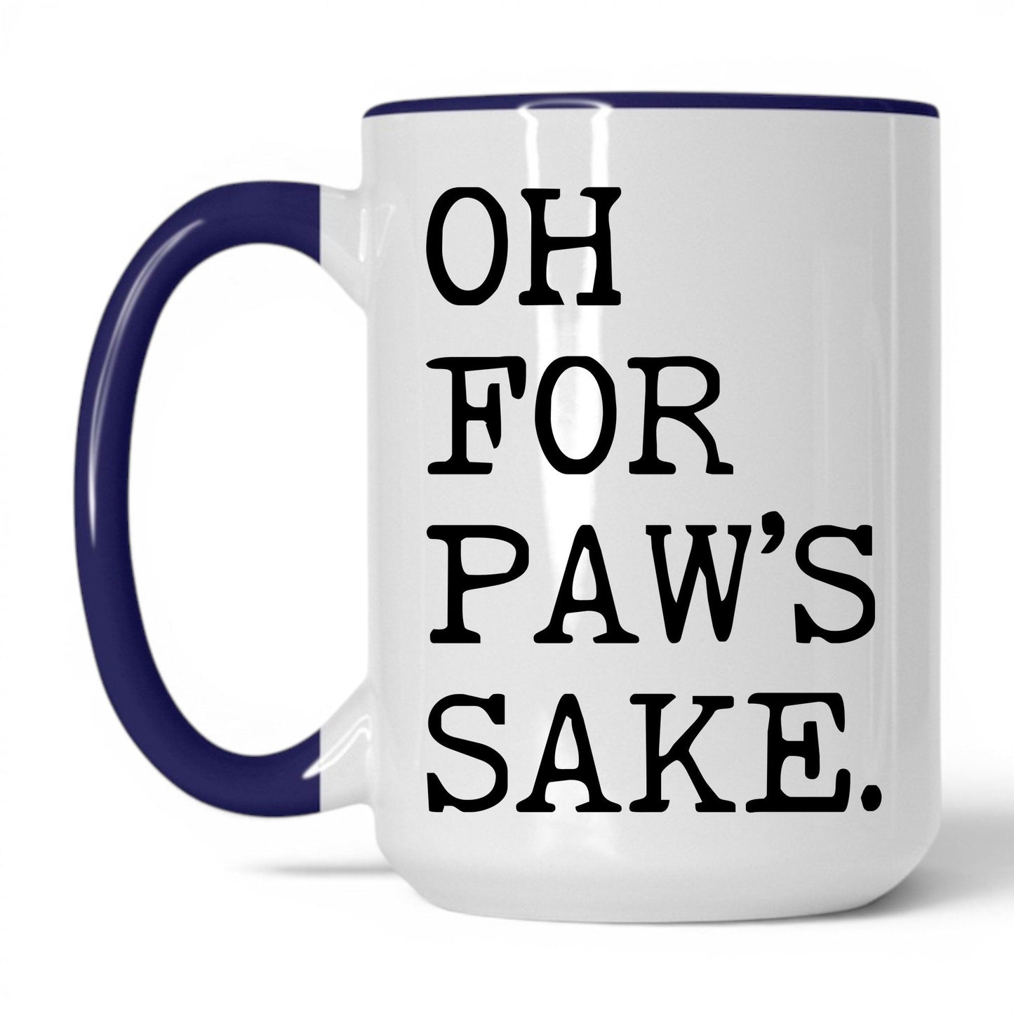 Oh for Paw’s Sake 15oz white and midnight blue coffee mug