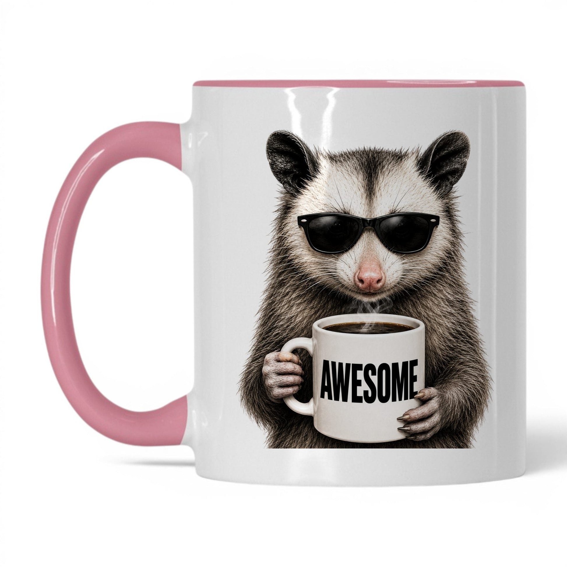 Opossum Awesome coffee mug 11oz pink