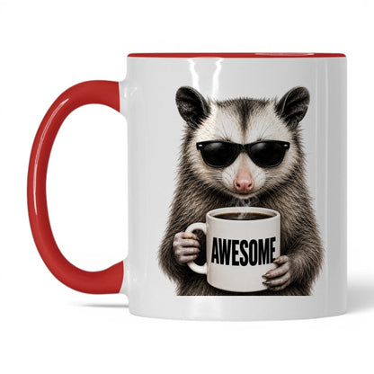 Opossum Awesome coffee mug 11oz red