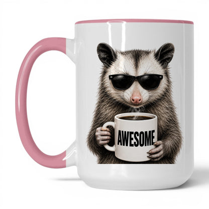 Opossum Awesome coffee mug 15oz pink