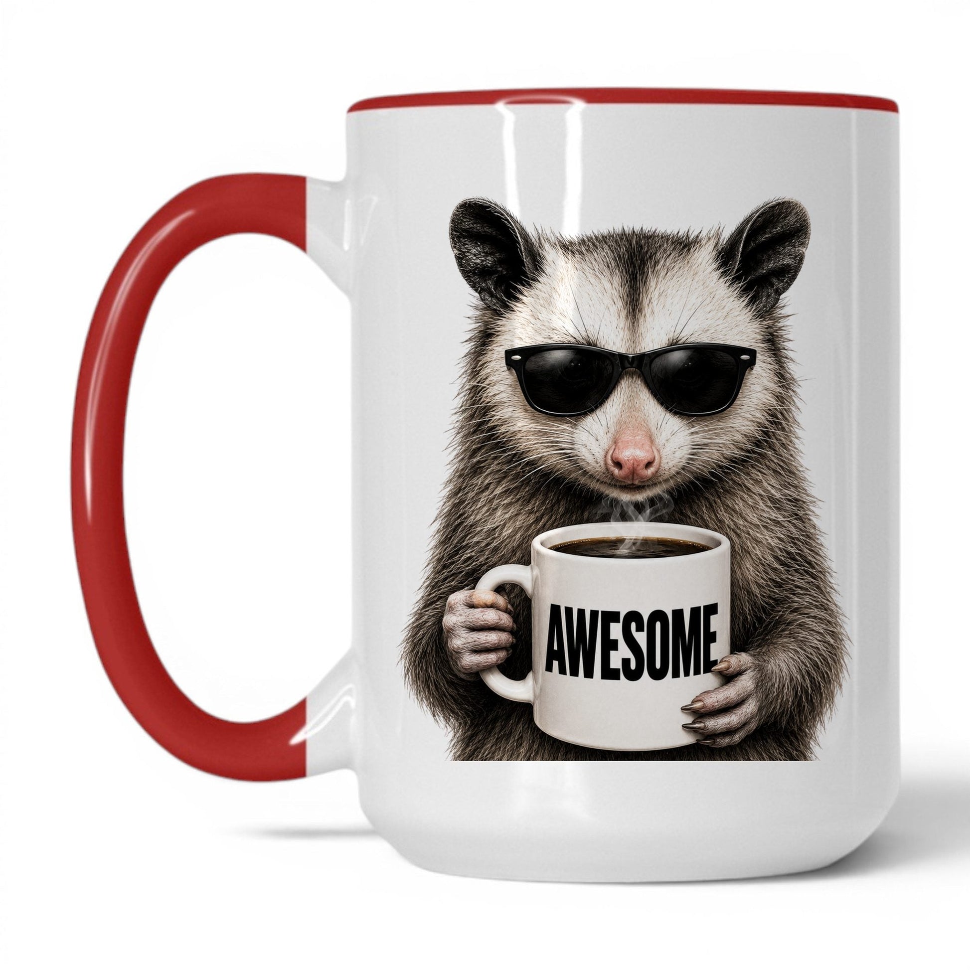 Opossum Awesome coffee mug 15oz red