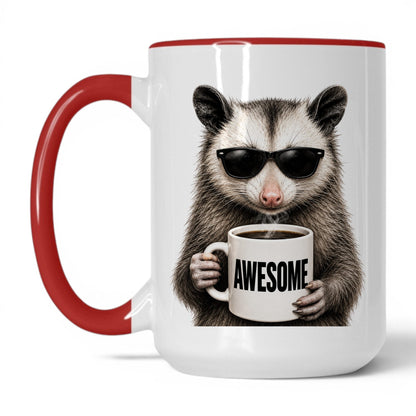 Opossum Awesome coffee mug 15oz red