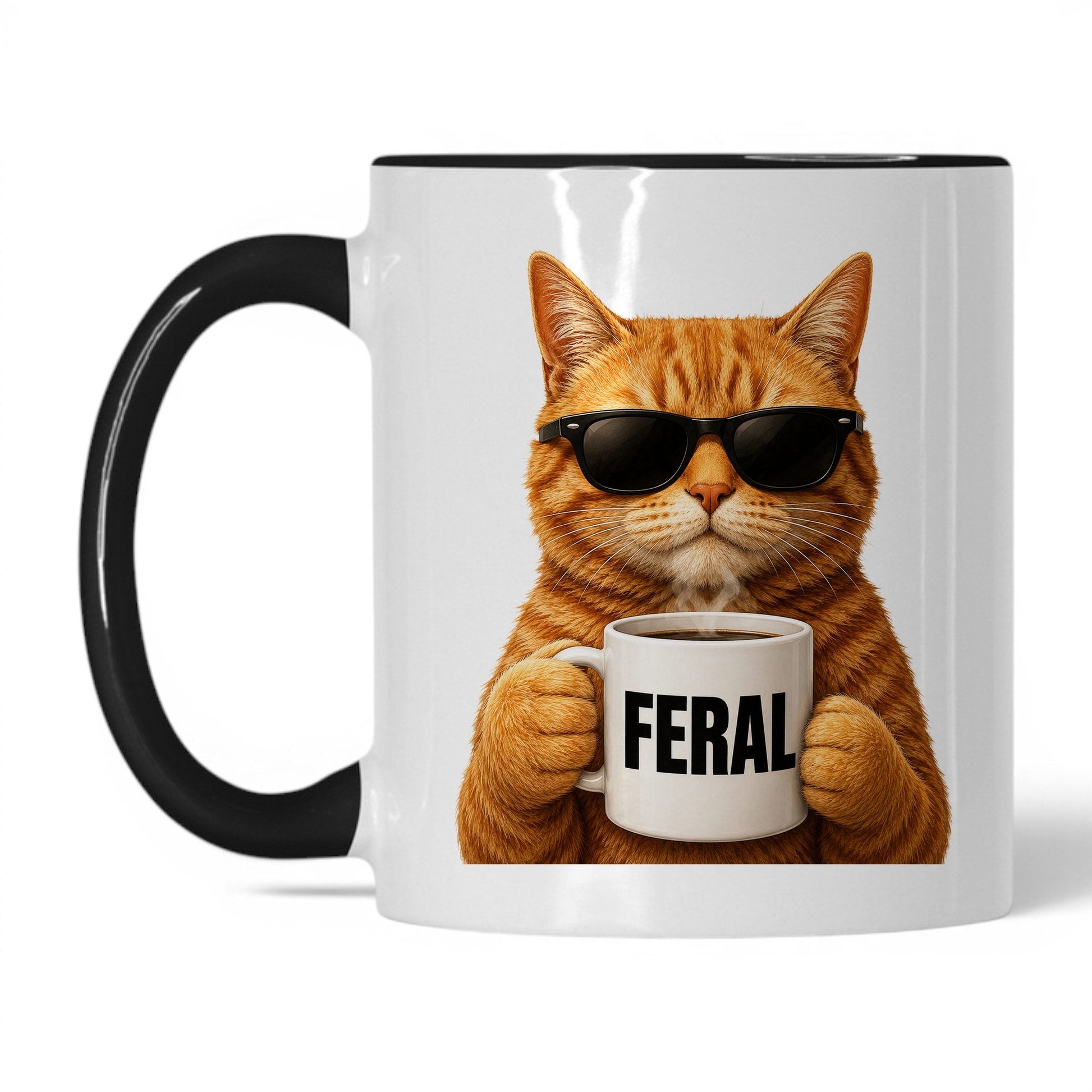 Orange Cat Feral coffee mug — 11oz White Black
