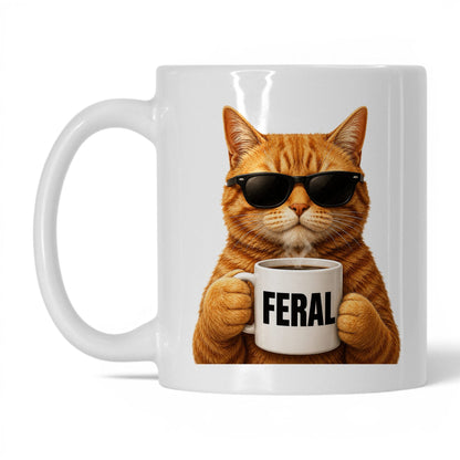 Orange Cat Feral coffee mug — 11oz White