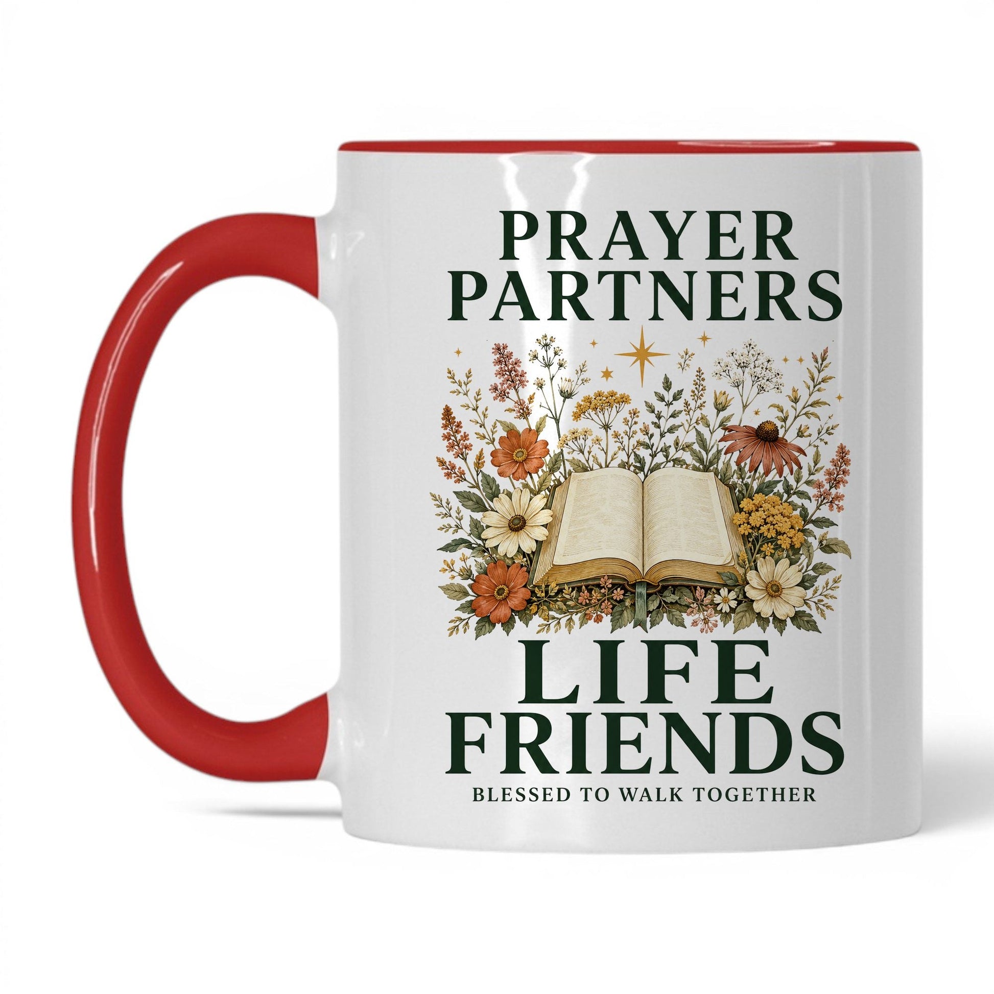 Prayer Partners, Life Friends 11oz White Red coffee mug