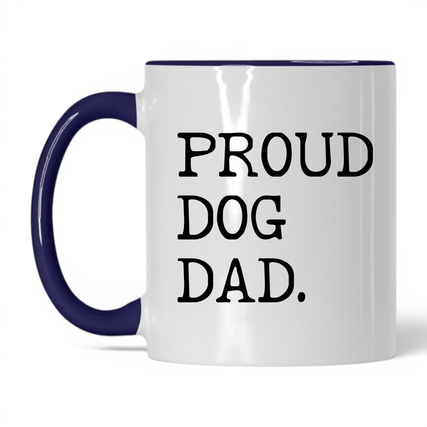 Proud Dog Dad 11oz white and midnight blue coffee mug