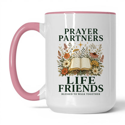 Prayer Partners Life Friends 15oz White/Pink coffee mug