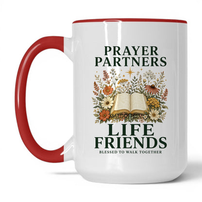Prayer Partners Life Friends 15oz White/Red coffee mug