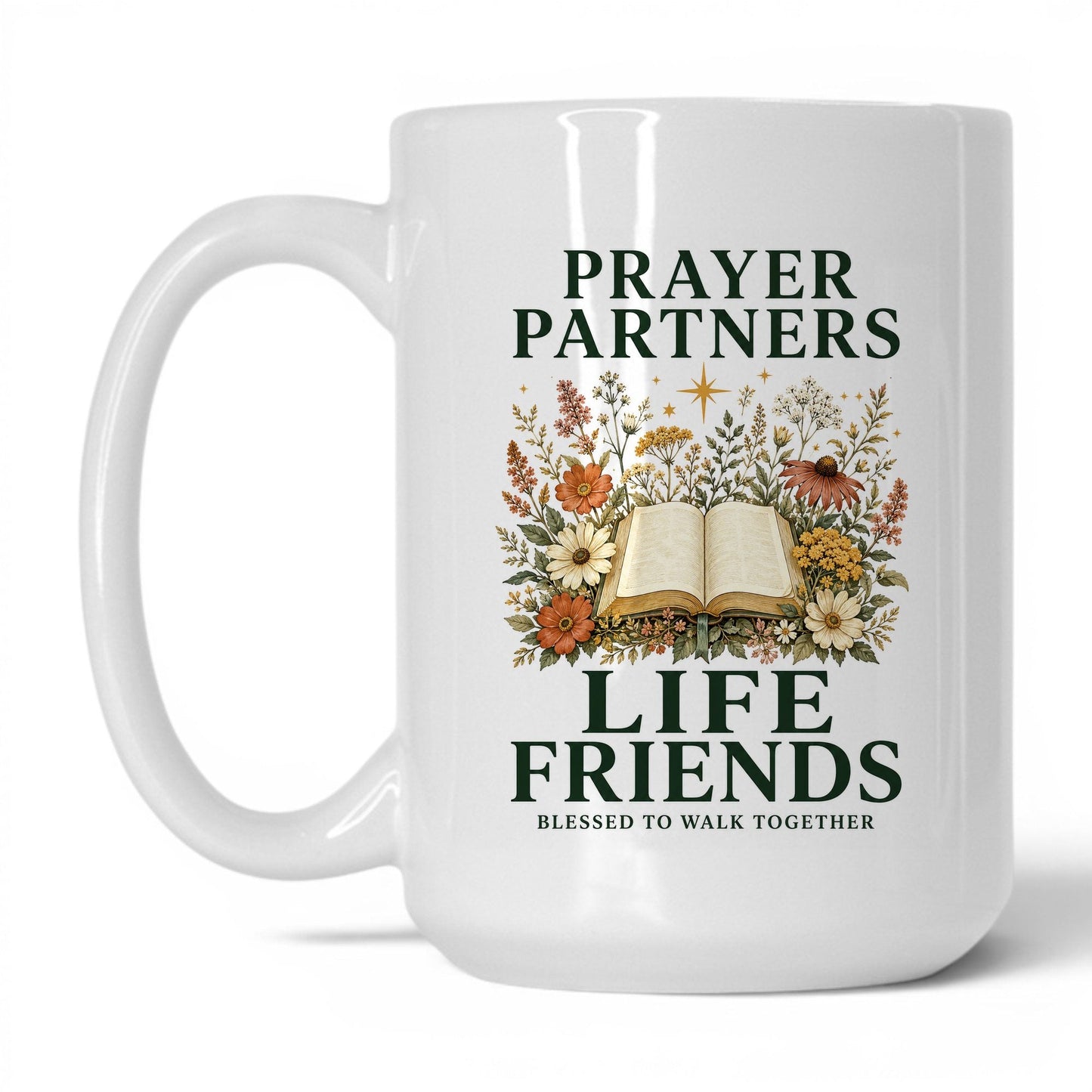 Prayer Partners Life Friends 15oz White coffee mug