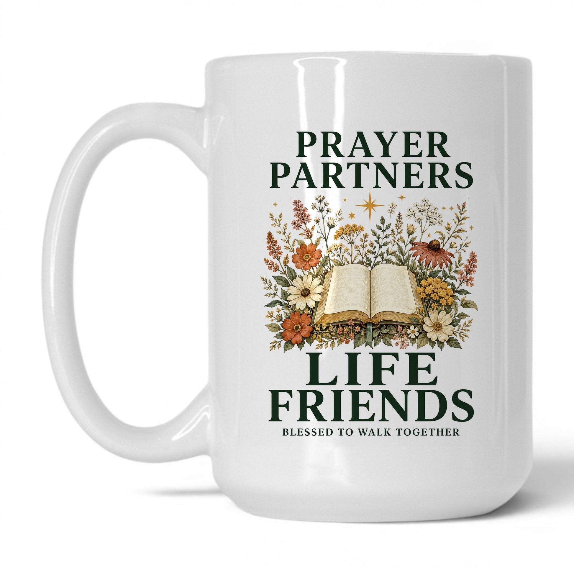 Prayer Partners Life Friends 15oz White coffee mug