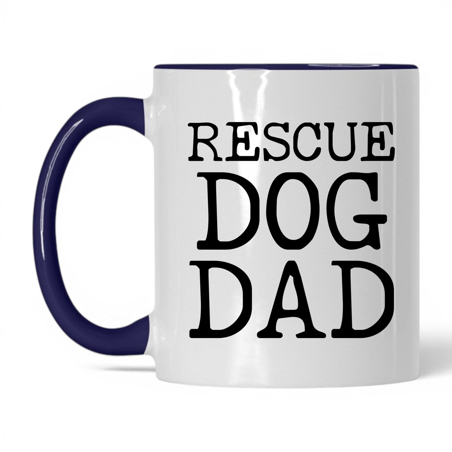Rescue Dog Dad 11oz white and midnight blue coffee mug