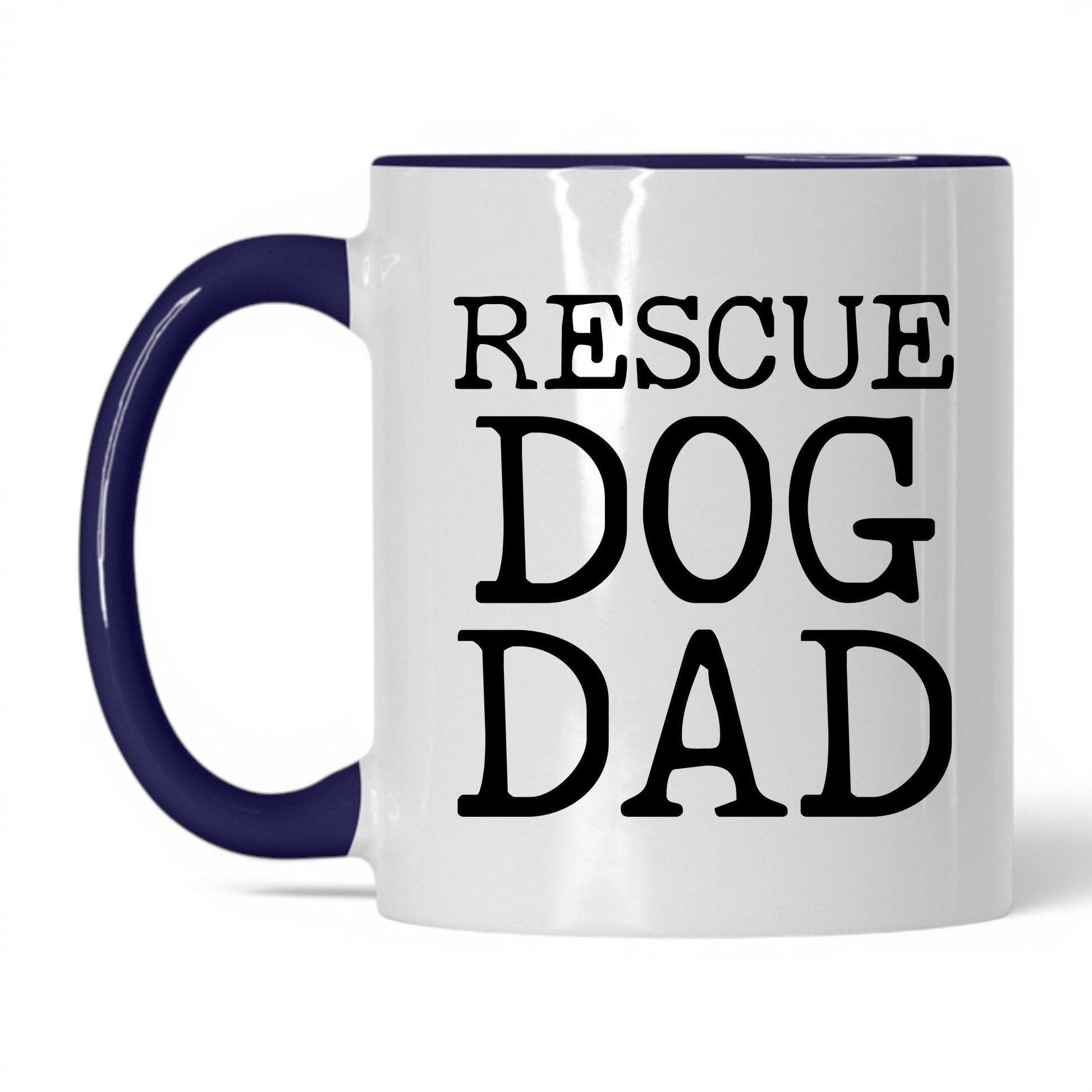 Rescue Dog Dad 11oz white and midnight blue coffee mug
