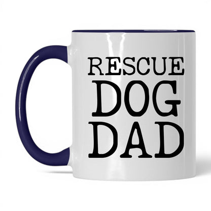 Rescue Dog Dad 11oz white and midnight blue coffee mug
