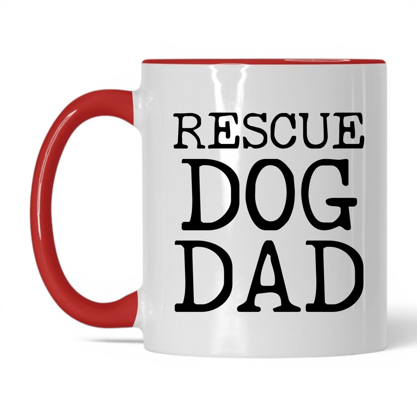 Rescue Dog Dad 11oz white and red coffee mug