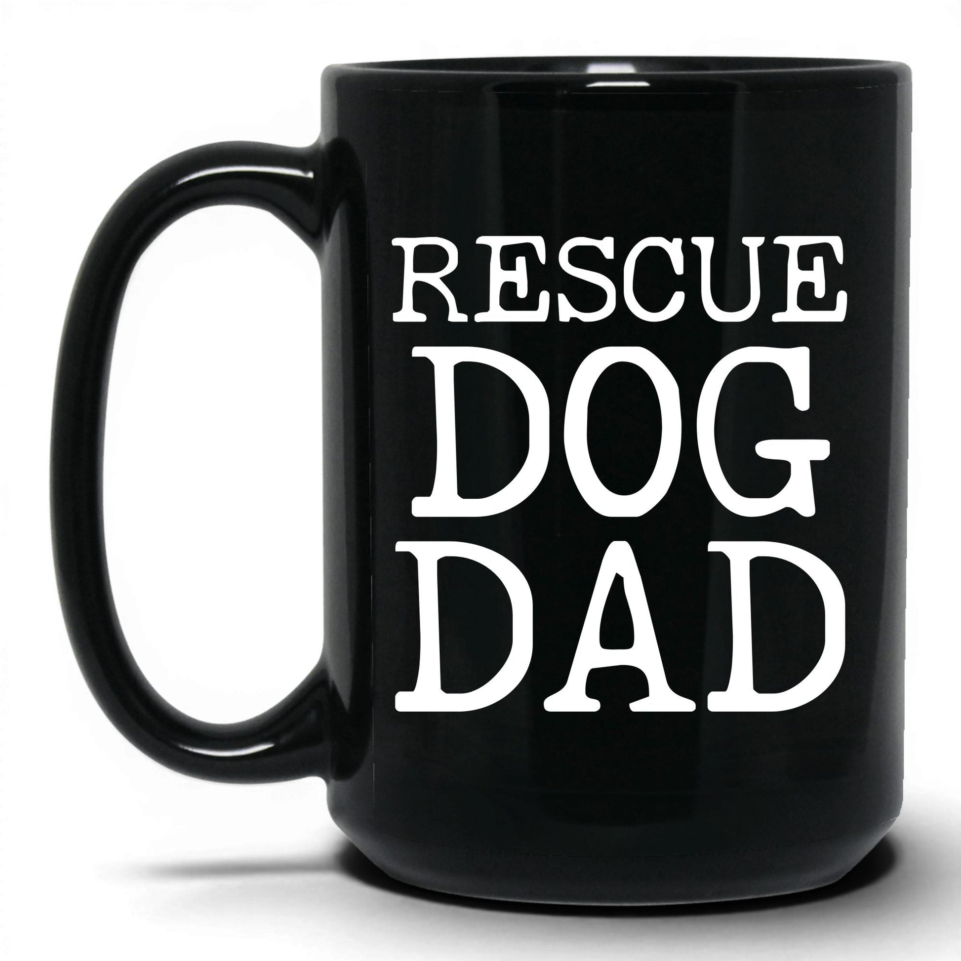 Rescue Dog Dad 15oz black coffee mug