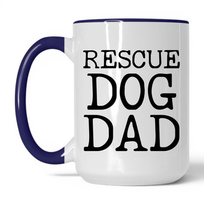 Rescue Dog Dad 15oz white and midnight blue coffee mug