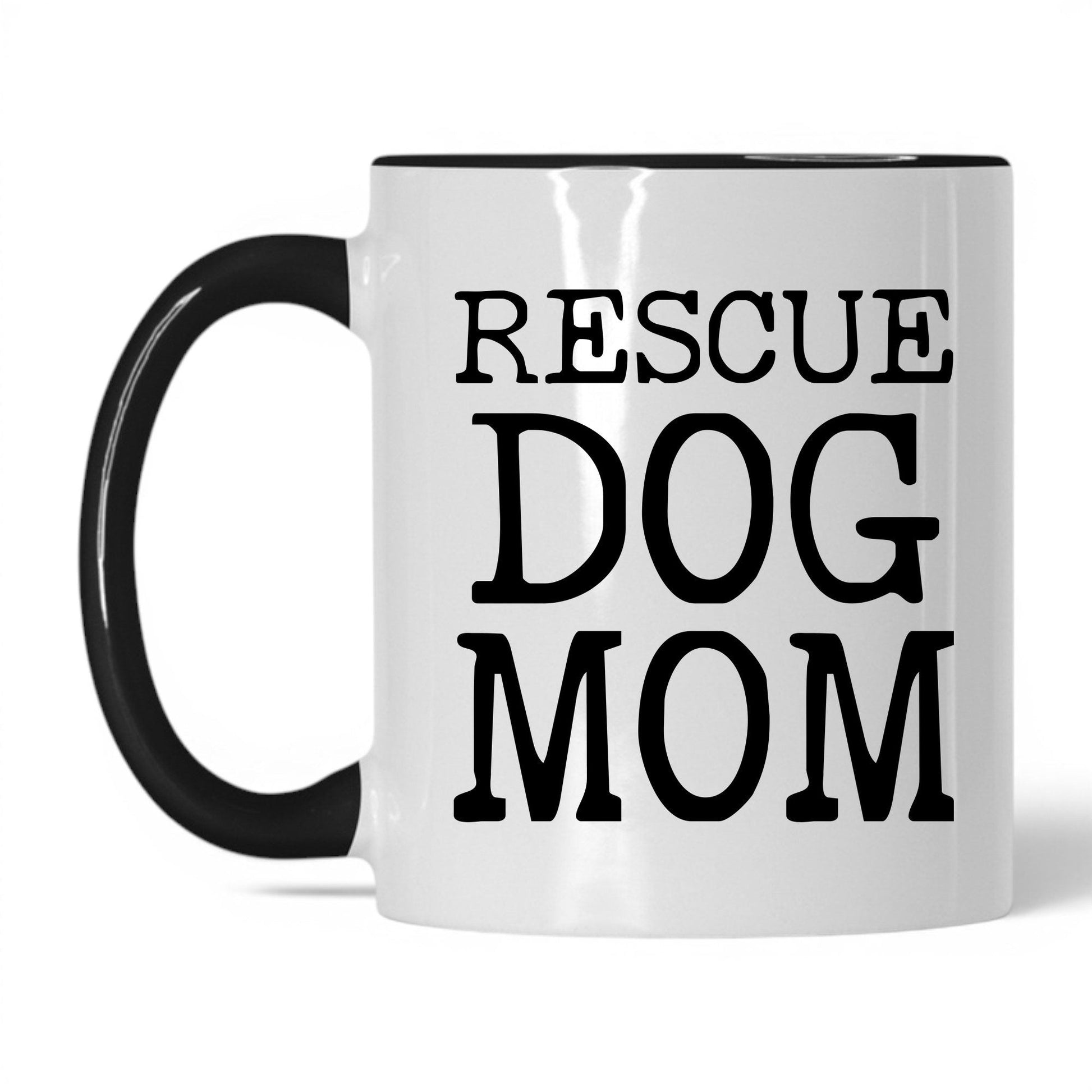 Rescue Dog Mom 11oz white and black coffee mug