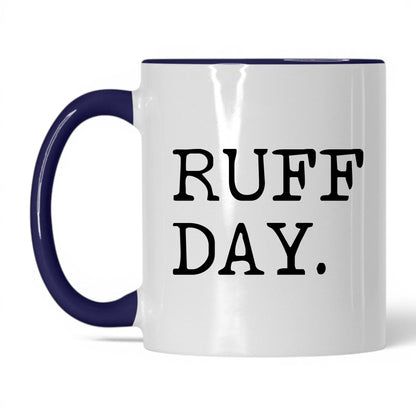 Ruff Day 11oz white and midnight blue coffee mug