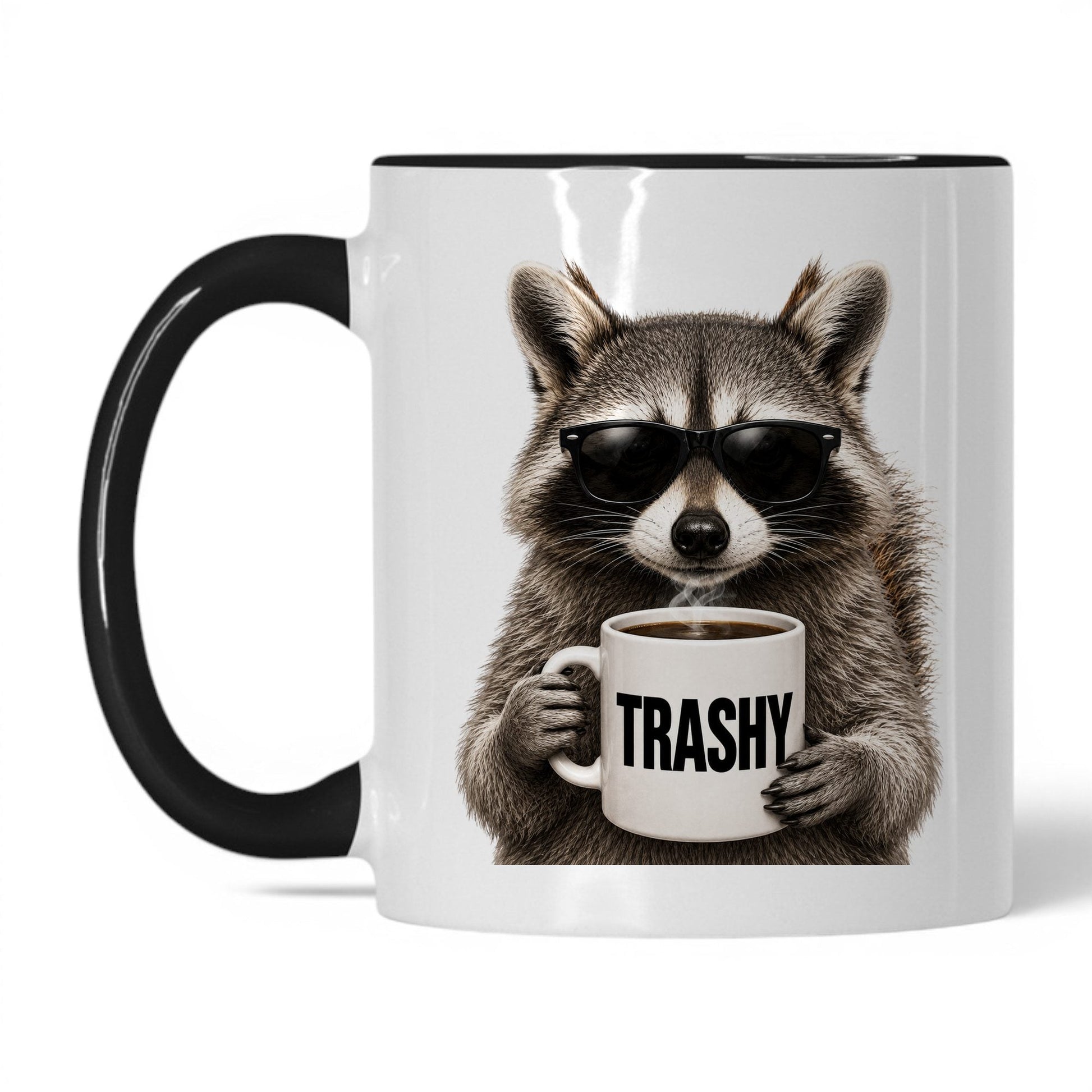 Raccoon Trashy coffee mug — 11oz White Black