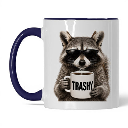 Raccoon Trashy coffee mug — 11oz White Midnight Blue