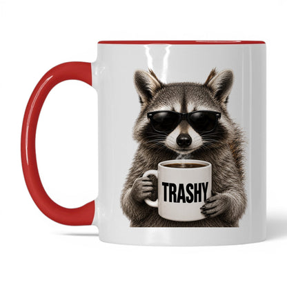 Raccoon Trashy coffee mug — 11oz White Red