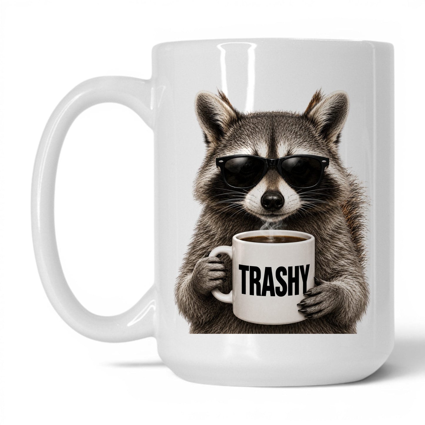 Raccoon Trashy coffee mug — 15oz White