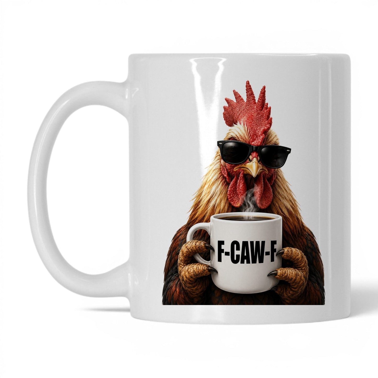 Rooster F-Caw-F coffee mug — 11oz White