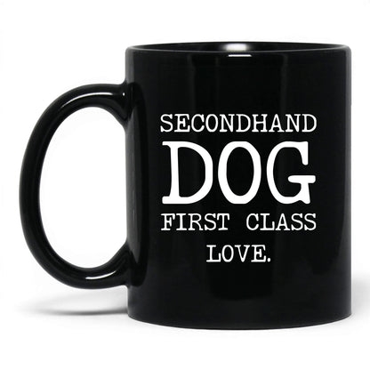 Secondhand Dog First Class Love 11oz black coffee mug