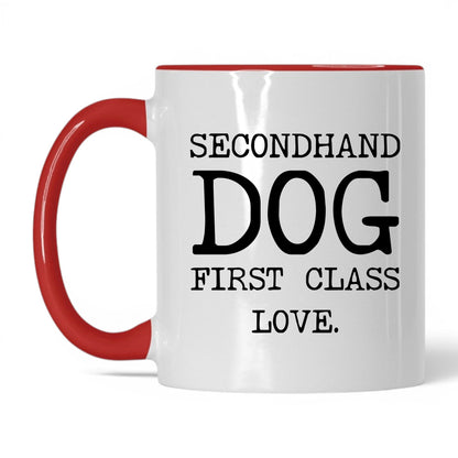 Secondhand Dog First Class Love 11oz white and red coffee mug