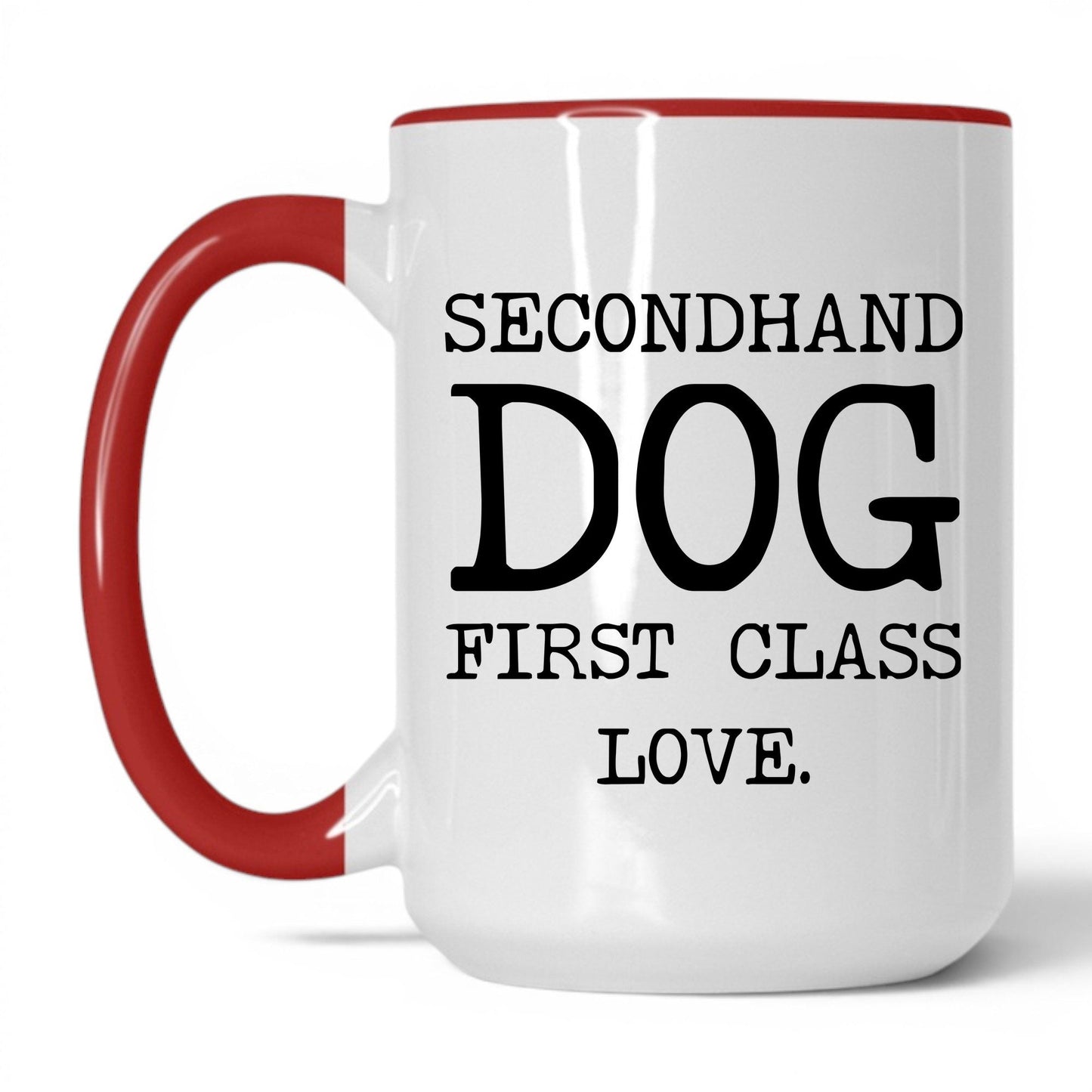 Secondhand Dog First Class Love 15oz white and red coffee mug