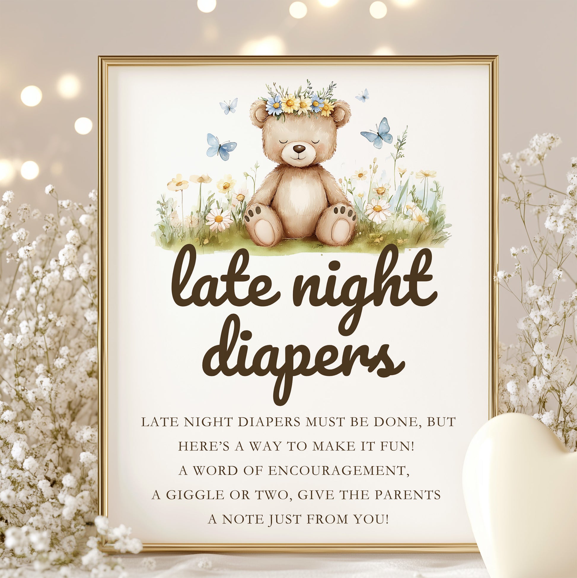 Printable We Can Bearly Wait Baby Shower Late Night Diapers