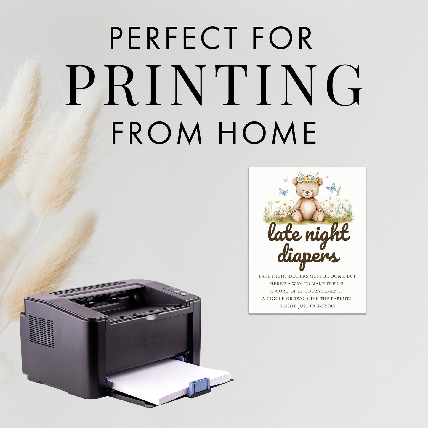 Printable We Can Bearly Wait Baby Shower Late Night Diapers