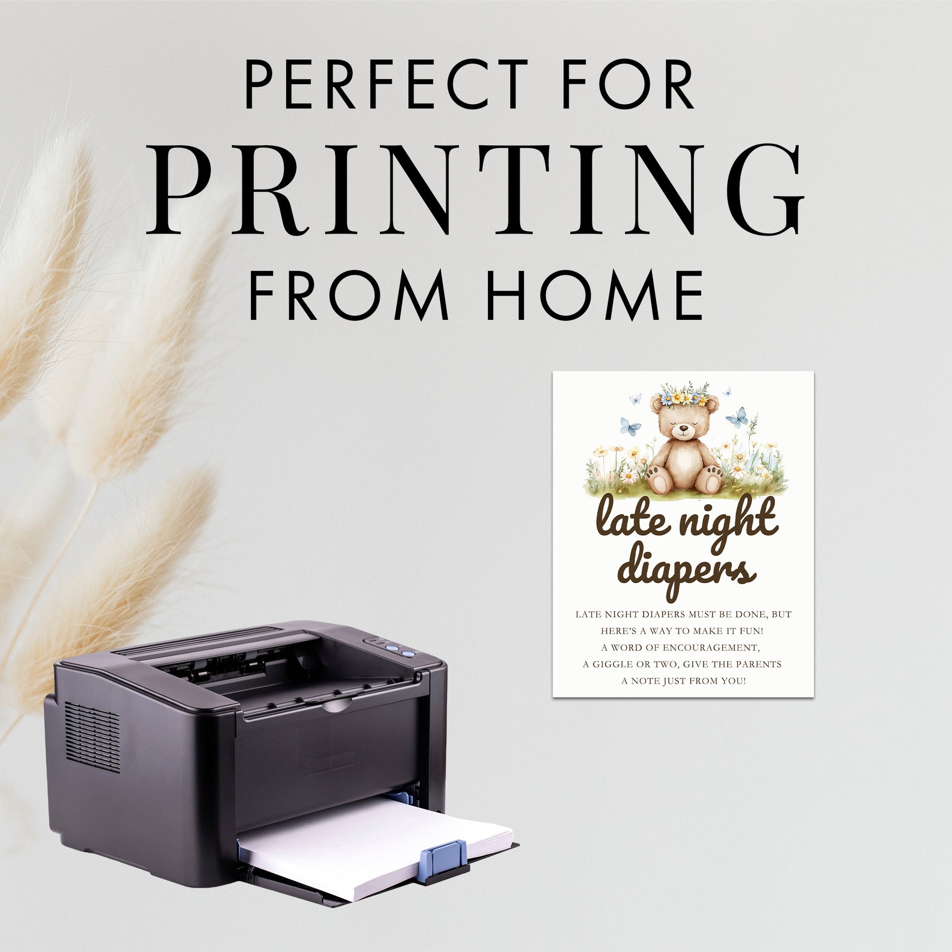 Printable We Can Bearly Wait Baby Shower Late Night Diapers